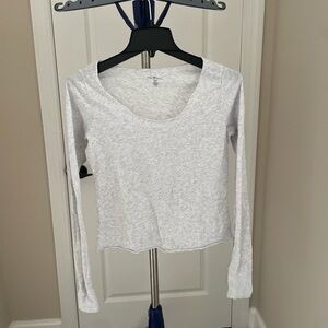 Women's Grey/White Long Sleeve Top